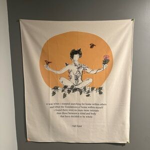Artistic Wall Tapestry with Inspirational poetry Quote by Rupi Kaur